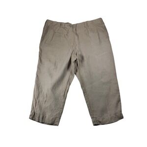Pure Jill Linen Slim Crop Pants Womens 2X Elastic‎ Waist Casual Beige Trousers